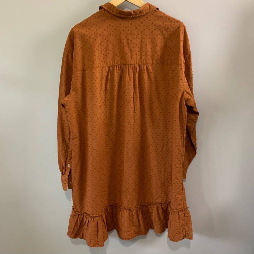 Wonderfly Rust Button Front Ruffle Hem Dress Plus… - image 6